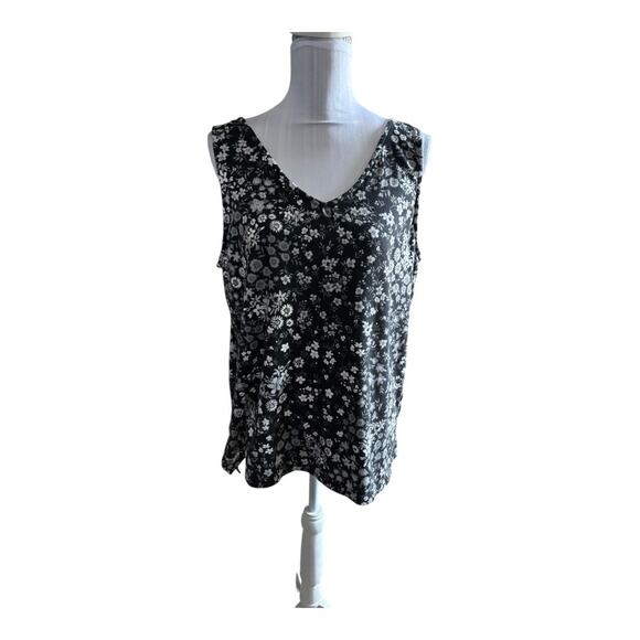 cuddl duds Black Floral Reversible Tank Size L - Picture 1 of 3